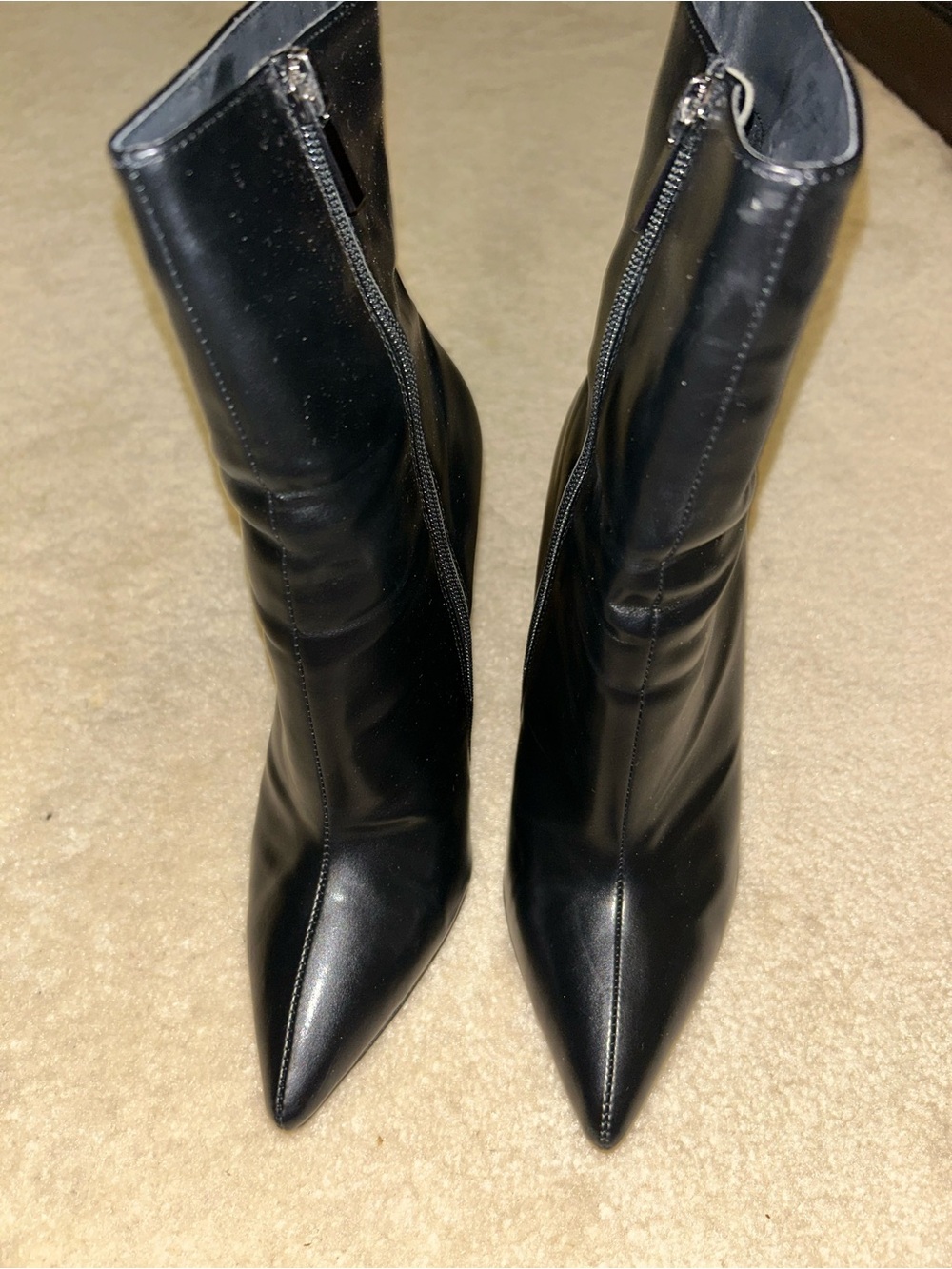 RAYE Women’s Black Pointed Toe Ankle Boots - Sleek Zip Closure